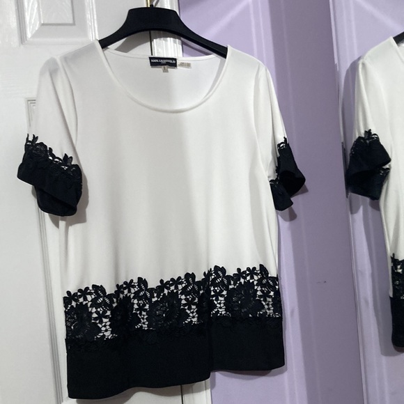 Karl Lagerfeld white/black floral blouse - Picture 1 of 5